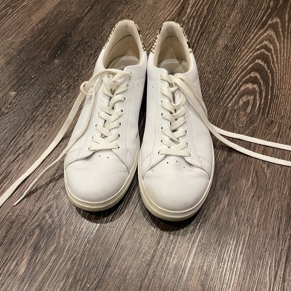 Tory Burch Classic White Leather Lace-Up Sneakers